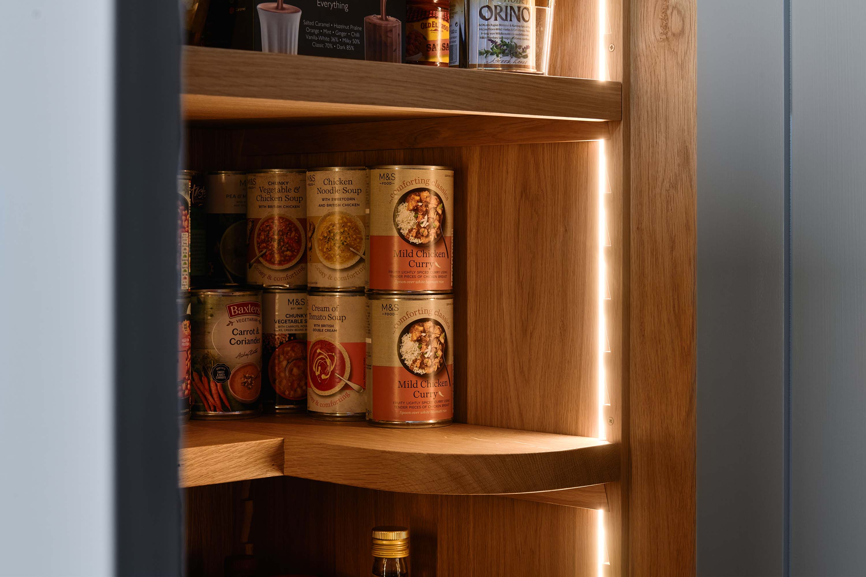 Bespoke pantry cupboard with lighting