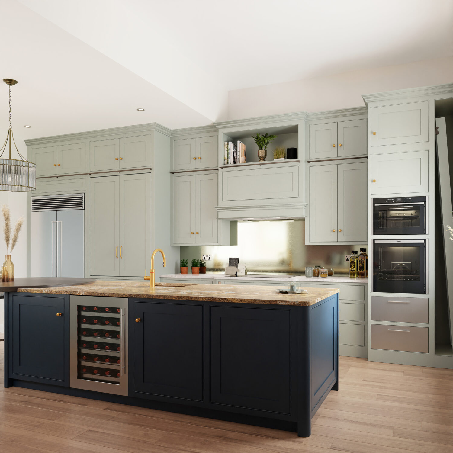 rendered image of bespoke kitchen cabinets